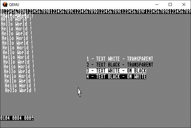 Screenshot of the boot + text test